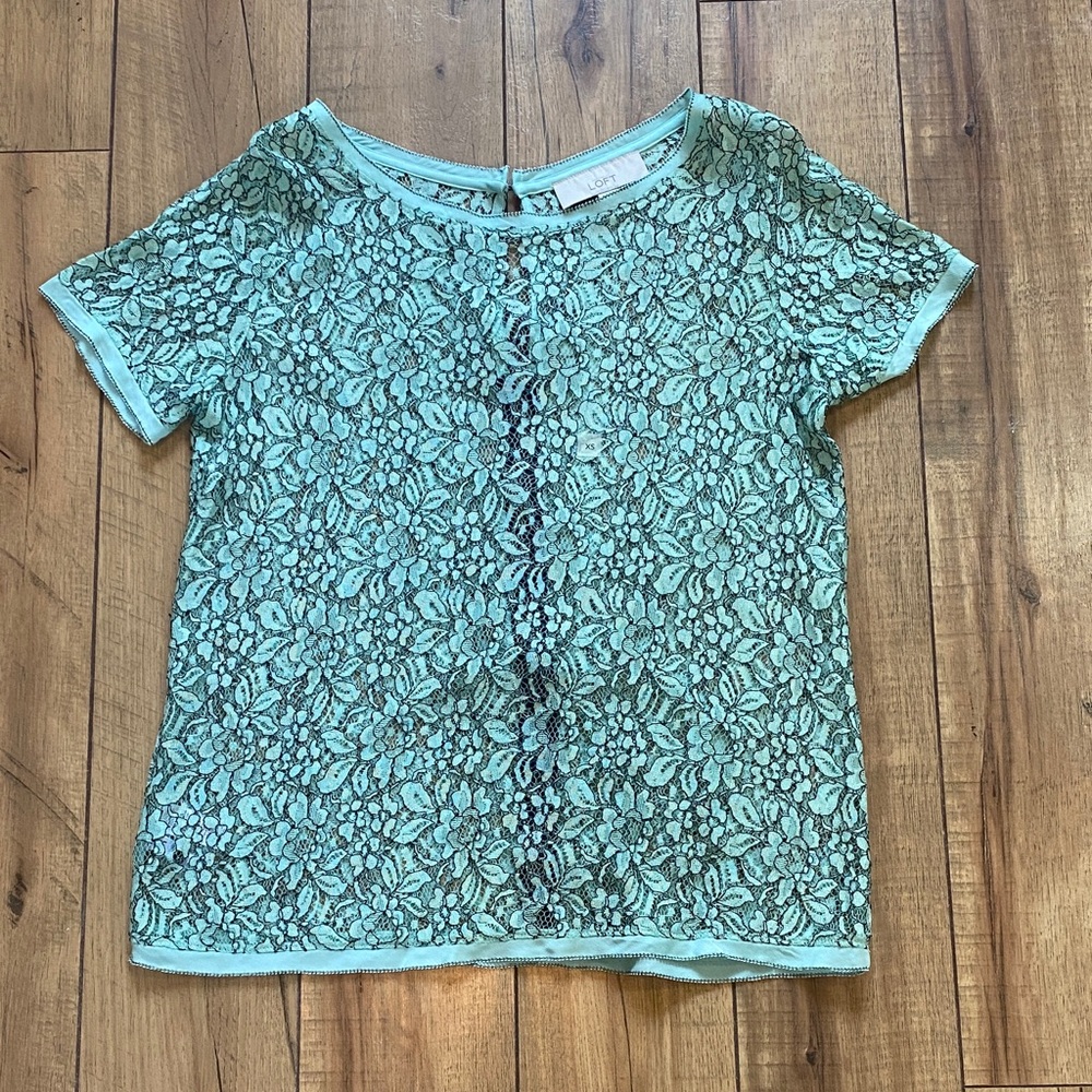 LOFT Mint Green Lace Top